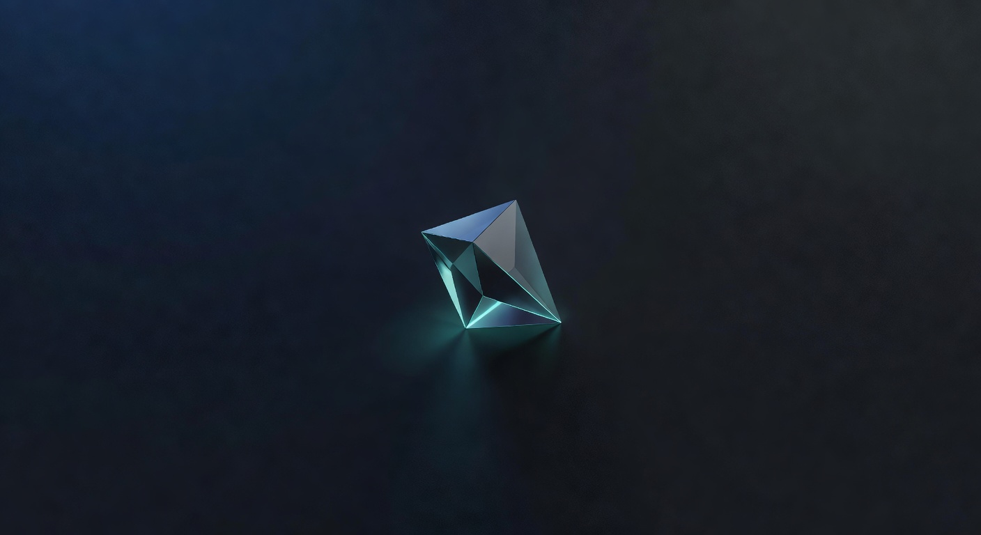 A crystalline minimal geometric form — faceted, efficient, no wasted material — rendered in cool light, suggesting optimisation and elegant design. Ed