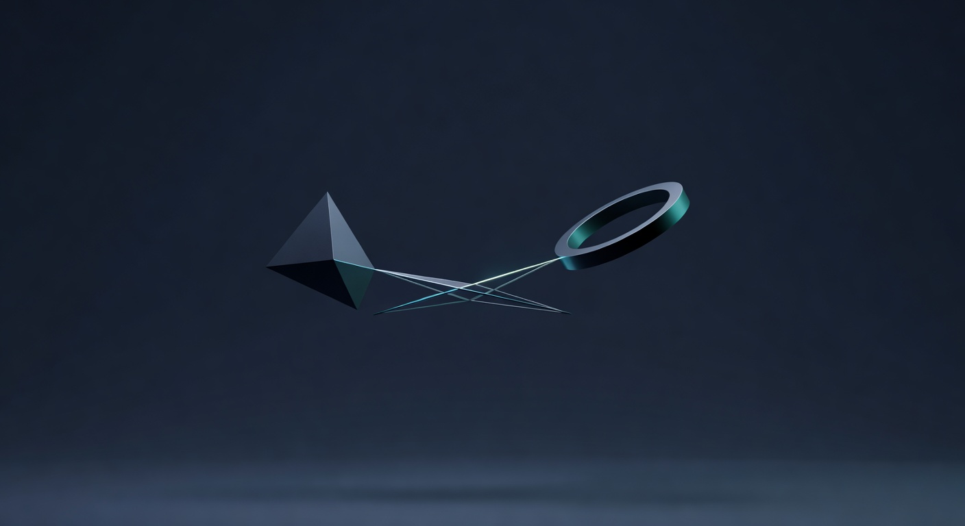 A composed balance — two precise geometric elements held in equilibrium by a third, suggesting a new steady state of human and machine collaboration. 